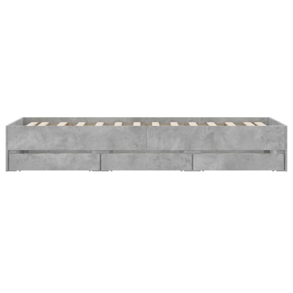 Cama con cajones madera ingeniería gris hormigón 90x190