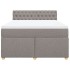Cama box spring con colchón tela gris taupe 140x190