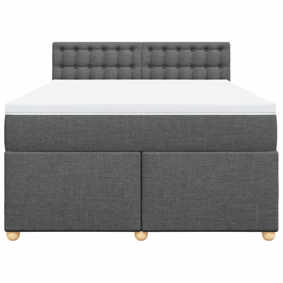 Cama box spring con colchón tela gris oscuro 140x190