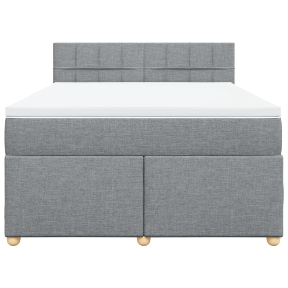 Cama box spring con colchón tela gris claro 140x200