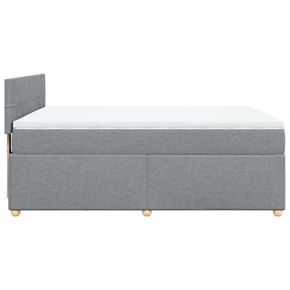 Cama box spring con colchón tela gris claro 140x200