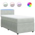 Cama box spring con colchón terciopelo gris claro 100x200