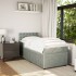 Cama box spring con colchón terciopelo gris claro 100x200