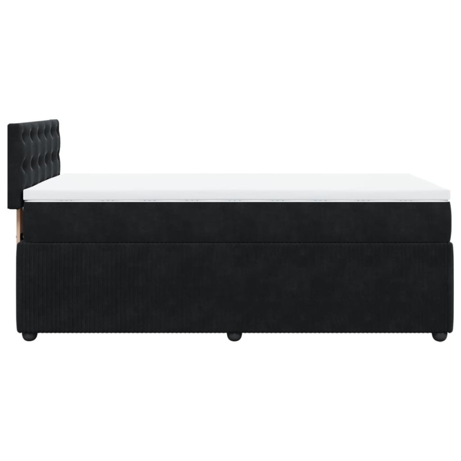Cama box spring con colchón terciopelo negro 100x200