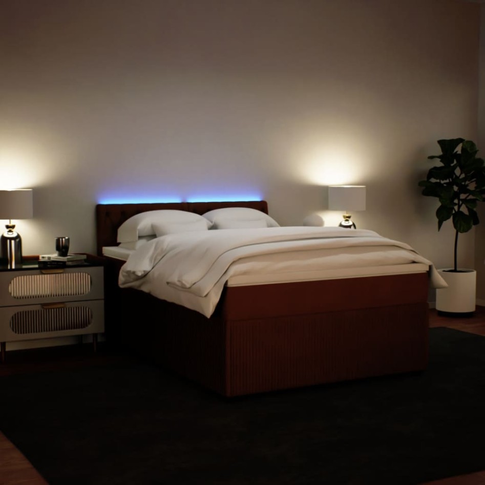 Cama box spring con colchón terciopelo rosa 140x190