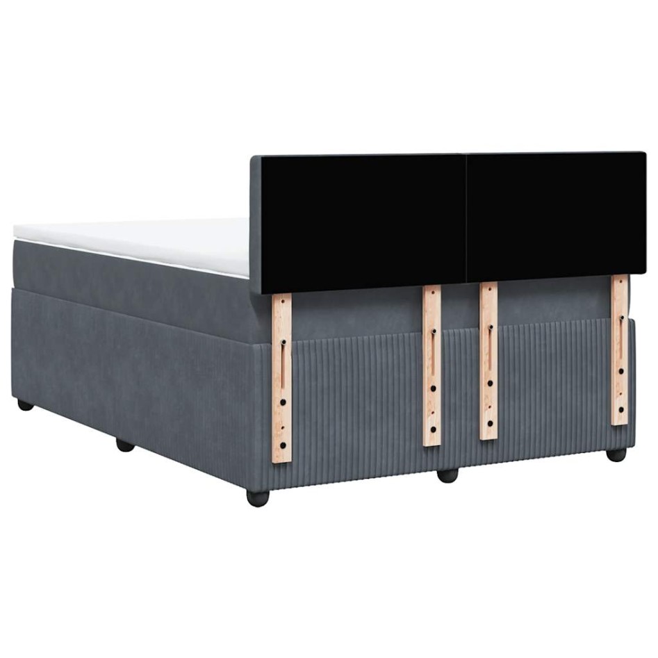 Cama box spring con colchón terciopelo gris oscuro 140x190