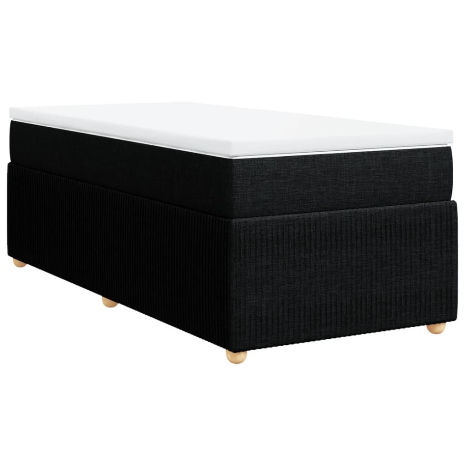 Cama box spring con colchón tela negro 90x190