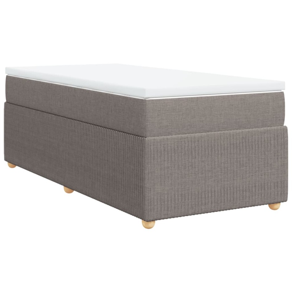 Cama box spring con colchón tela gris taupe 90x190