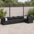 Set muebles de jardín 6 piezas y cojines ratán sintético