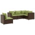 Set muebles de jardín 5 piezas y cojines ratán sintético
