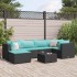 Set de muebles de jardín y cojines 7 pzas ratán sintético