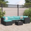 Set de muebles de jardín y cojines 7 pzas ratán sintético negro