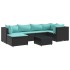 Set de muebles de jardín y cojines 7 pzas ratán sintético