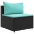 Set de muebles de jardín y cojines 7 pzas ratán sintético