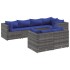 Set de muebles de jardín 7 pzas y cojines ratán sintético