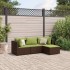 Set muebles de jardín 4 piezas y cojines ratán sintético