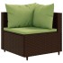 Set muebles de jardín 4 piezas y cojines ratán sintético