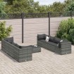Set de muebles de jardín 9 pzas y cojines ratán sintético gris