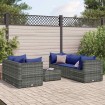 Set de muebles de jardín 6 pzas y cojines ratán sintético gris