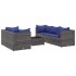 Set de muebles de jardín 6 pzas y cojines ratán sintético