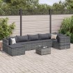 Set de muebles de jardín 8 pzas y cojines ratán sintético gris