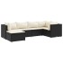 Set muebles de jardín 6 piezas y cojines ratán sintético
