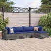 Set de muebles de jardín 5 pzas y cojines ratán sintético gris