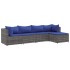 Set de muebles de jardín 5 pzas y cojines ratán sintético