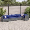 Set de muebles de jardín 6 pzas y cojines ratán sintético gris