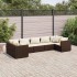 Set muebles de jardín 7 piezas y cojines ratán sintético