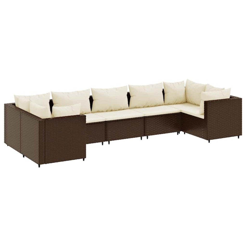 Set muebles de jardín 7 piezas y cojines ratán sintético
