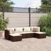 Set muebles de jardín 6 piezas y cojines ratán sintético marrón