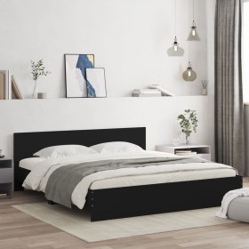 Estructura de cama con cabecero negra 200x200