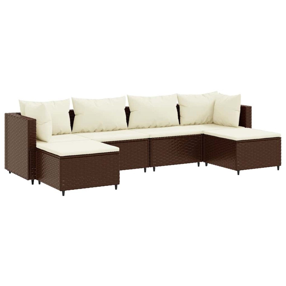 Set muebles de jardín 6 piezas y cojines ratán sintético