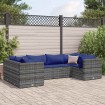 Set de muebles de jardín 6 pzas y cojines ratán sintético gris