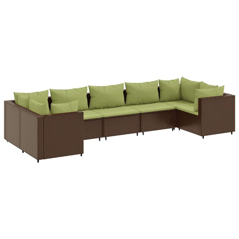 Set muebles de jardín 7 piezas y cojines ratán sintético