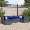 Set de muebles de jardín 6 pzas y cojines ratán sintético gris