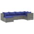 Set de muebles de jardín 6 pzas y cojines ratán sintético