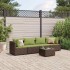 Set muebles de jardín 5 piezas y cojines ratán sintético