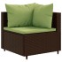 Set muebles de jardín 5 piezas y cojines ratán sintético