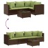Set muebles de jardín 5 piezas y cojines ratán sintético