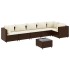 Set muebles de jardín 7 piezas y cojines ratán sintético