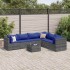 Set de muebles de jardín 7 pzas y cojines ratán sintético