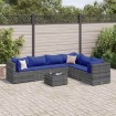 Set de muebles de jardín 7 pzas y cojines ratán sintético gris