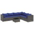 Set de muebles de jardín 7 pzas y cojines ratán sintético