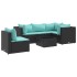 Set muebles de jardín 6 piezas y cojines ratán sintético