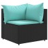 Set muebles de jardín 6 piezas y cojines ratán sintético