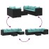 Set muebles de jardín 6 piezas y cojines ratán sintético