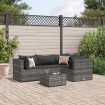 Set de muebles de jardín 5 pzas y cojines ratán sintético gris
