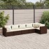 Set muebles de jardín 6 piezas y cojines ratán sintético